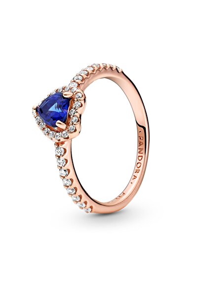 Pandora Işıltılı Mavi Yükseltilmiş Kalpli Yüzük