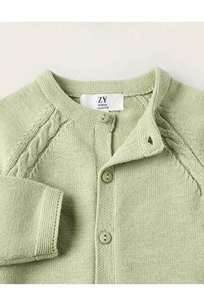 Ziddy COTTON CARDIGAN FOR NEWBORN GIRLS GREEN