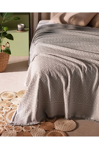 Madame Coco Aceline Double 100% Cotton Bedspread - Gray