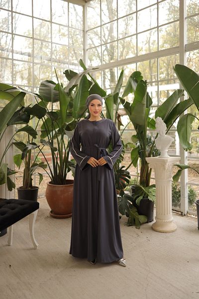Nissra Ankanoor Smoked Hidden Patchwork Abaya με μανίκια Ferace Anka 255058