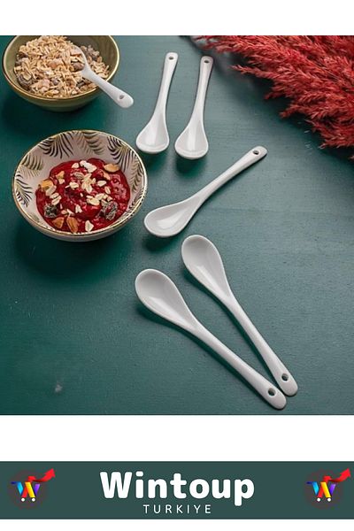 Wintoup Special Durable Healthy Material Ergonomic Easy Clean Hangable Porcelain Spice Spoon 1 Pc