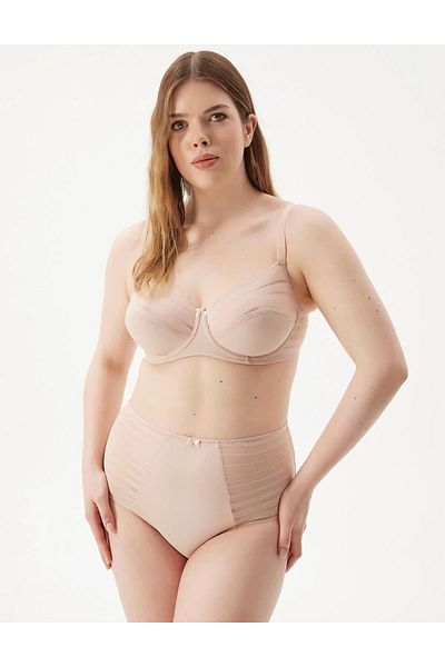 BE CURVY Γυναικεία σλιπ Aster ψηλόμεση μαύρισμα - Διπλό στρώμα ειδικά σχεδιασμένο δίχτυ και διάφανη λεπτομέρεια από τούλι C0T1N0O5