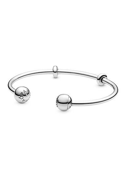 Pandora Şeffaf kübik zirkonlu 14 ayar pembe altın kaplama bileklik