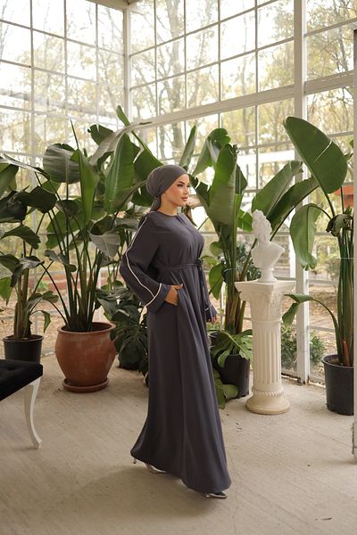 Nissra Ankanoor Smoked Hidden Patchwork Abaya με μανίκια Ferace Anka 255058