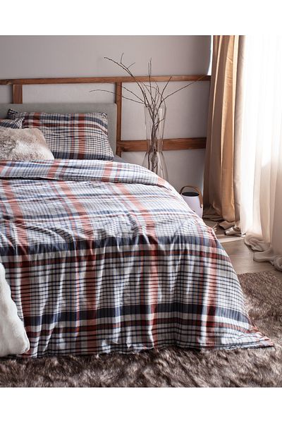 Madame Coco Σετ Παπλωματοθήκη Boussy Single 100% Cotton Flannel - Navy Blue