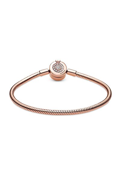 Pandora Moments 14 Ayar Pembe Altın Kaplama Işıltılı Taç O Klipsli Bileklik