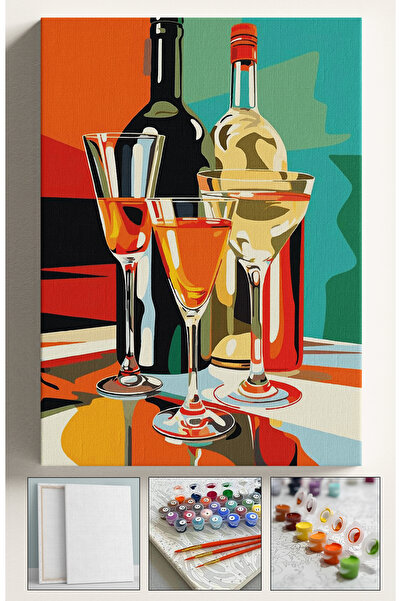 Akihabara Sayılarla Boyama Tuval Seti Fırça Boya Dahil Çıtalı 40x50 cm - KADEH