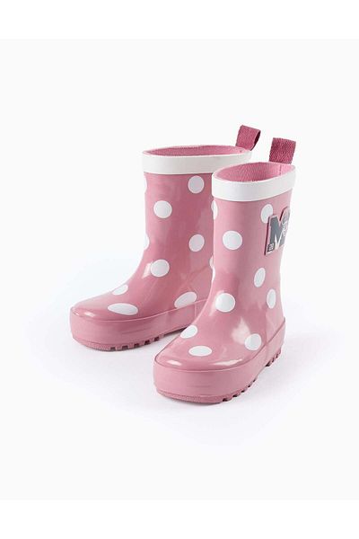 Ziddy POLKA DOT WELLIES FOR BABY GIRLS 'MINNIE' PINK/WHITE