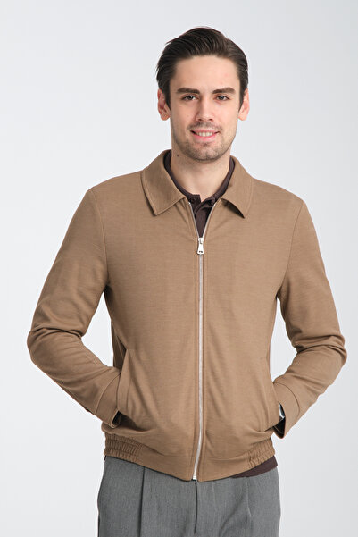 Frappoli 360 Stretching Knitted Ανδρικά παλτό με φερμουάρ Standard Fit Polo Collar