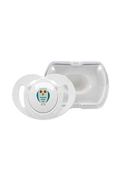 Mamajoo Ortodontik Damaklı Emzik, Beyaz Baykuş, 0 Ay, Emzik Saklama Kutusu, 1 Adet