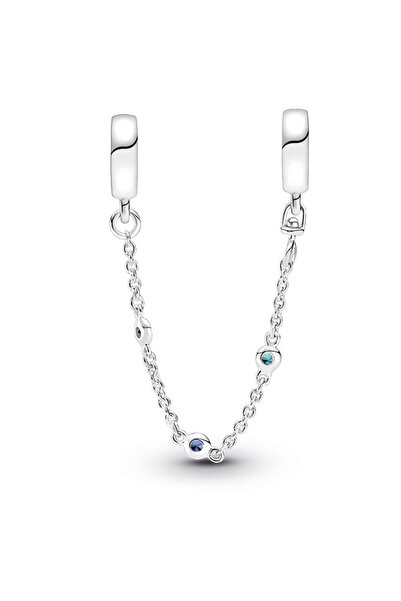 Pandora Üç Mavi Taşlı Güvenlik Zinciri