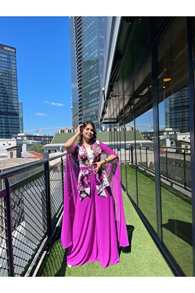 White Corner 8052 ÇİÇEKLİ ŞİFON DETAYLI İKİLİ TAKIM