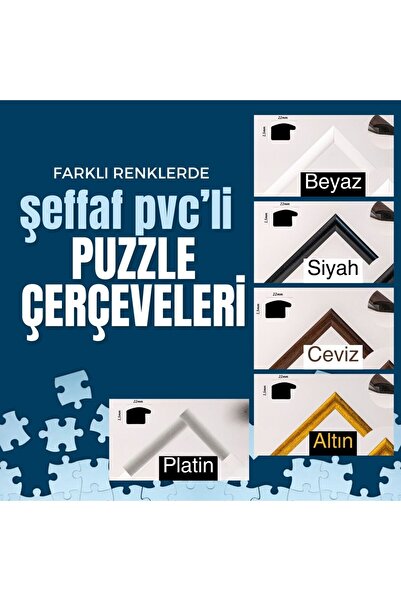 CreaWitch 66x48 cm - Puzzle Çerçevesi  1000 parça Renkli Siyah Kahverengi Altın Beyaz Şeffaf Pvc