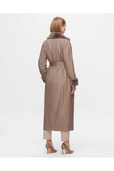 MISS DALIDA Furry Knitwear Lined Trench Coat