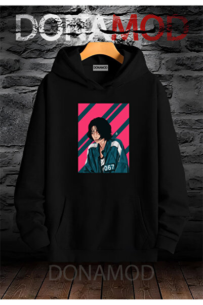 donamod Joc Squid Game și hanorac supradimensionat cu glugă - design coreean verde deschis roșu