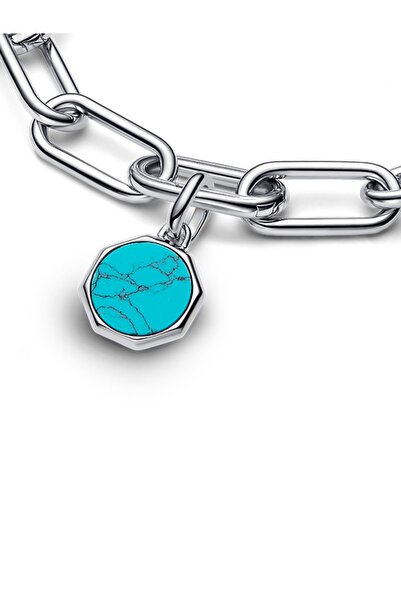 Pandora Yazı İşlenebilir Turkuaz Mini Madalyon Charm