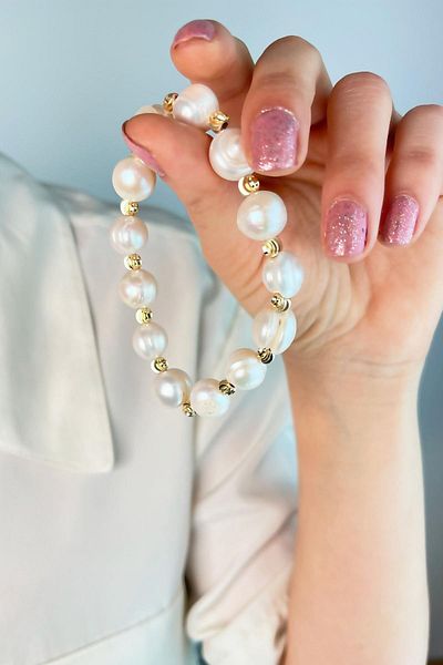 Sose Moda White Natural Big Pearl Dorika Bracelet