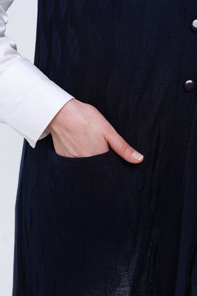 Laden Large Size Women's Very Special Thin Knitwear Long Mother Navy Blue Vest