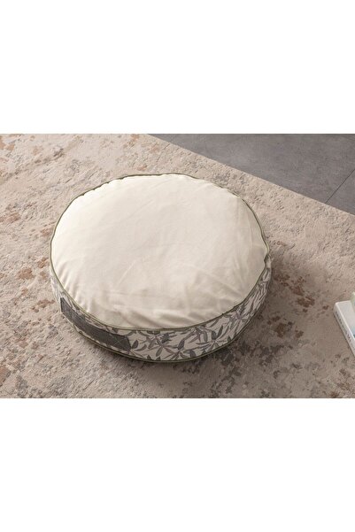 BUGİ HOME COLLECTİON Dekoratif Çok Amaçlı Yer Minderi İç Dolgulu, Puf Yastık, Yuvarlak Meditasyon Minderi, Desensiz