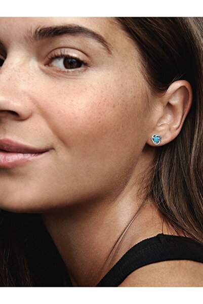 Pandora Turkuaz Mavisi Sonsuzluk Sarmalı Çivi Küpe