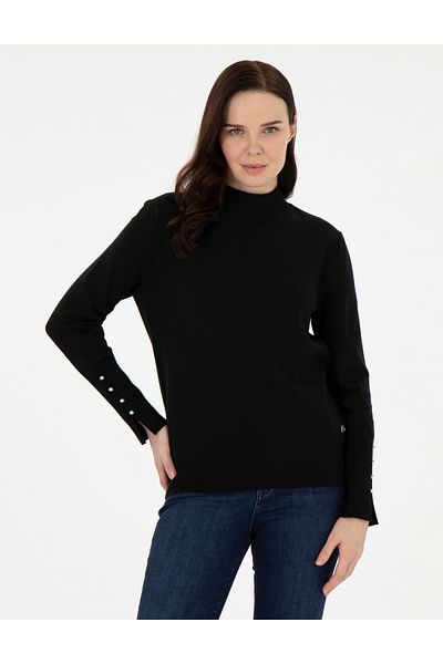 Pierre Cardin Black Slim Fit Basic Sweater 50290578 -Vr046