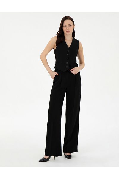 Pierre Cardin Black Palazzo Fabric Trousers 50290384 -Vr046