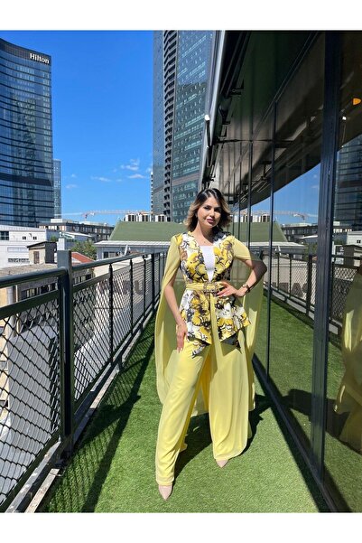 White Corner 8052 ÇİÇEKLİ ŞİFON DETAYLI İKİLİ TAKIM