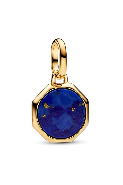 Pandora Yazı İşlenebilir Koyu Mavi Mini Madalyon Charm