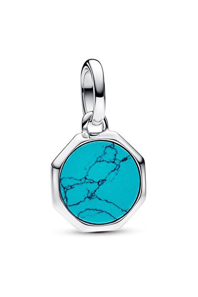 Pandora Yazı İşlenebilir Turkuaz Mini Madalyon Charm