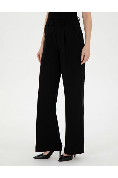 Pierre Cardin Black Palazzo Fabric Trousers 50290384 -Vr046