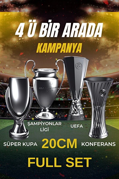 UĞUR MOBİLYA 4LÜ FUTBOL KUPASI SETİ UEFA ŞAMPİYONLAR LİGİ KONFERANS VE SÜPER KUPA