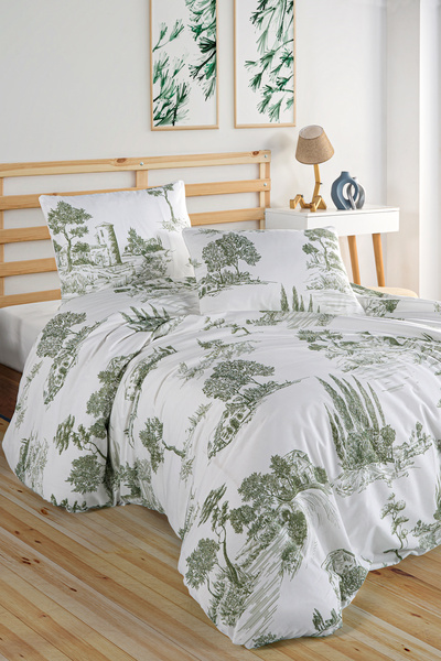 Marielouhome Vintage Green 100% βαμβακερό σετ διπλής παπλωματοθήκης