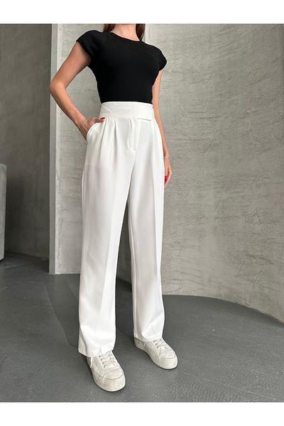 LePold Pantaloni Palazzo negri cu închidere velcro din Lycra de damă