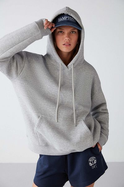 GRIMELANGE Dámská šedá mikina s kapucí Adel z organické bavlny, měkké, uvolněné, klokaní