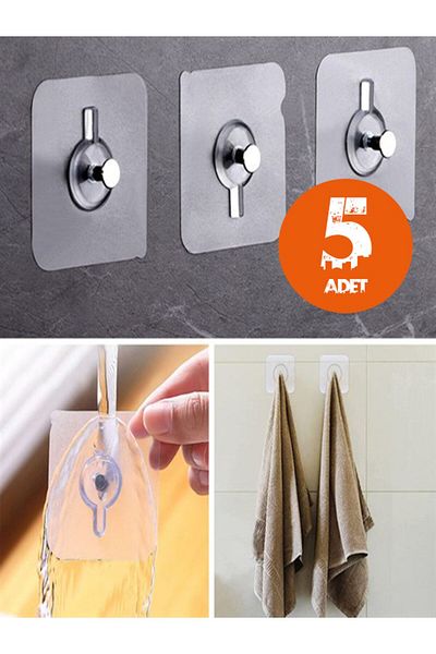 Tor Store Set de 5 suporturi pentru rafturi autoadezive super rezistente, cu șuruburi (6x6 cm)