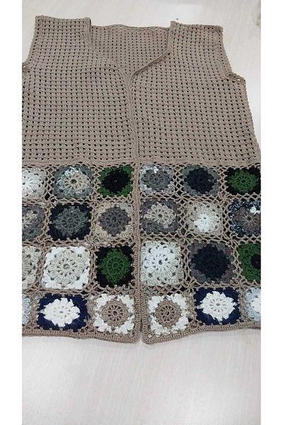 Papatyam Size L Hand Knitted Crochet Vest - Dowry Vest