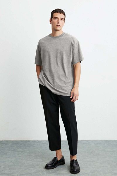 GRIMELANGE Ανδρικό μπλουζάκι Jett Oversize Fit 100% οργανικό βαμβάκι με χοντρή υφή Crew Neck Grimelange