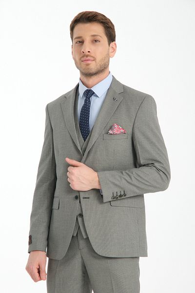 Frappoli Πράσινη Slim Fit Ανδρική ίσια μονόχρωμη φόρμα με διπλή σχισμή με επένδυση