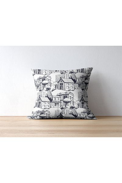 Home Athira Black and White Digital Printed Rachel Fabric 45X45 Throw Pillow Cover