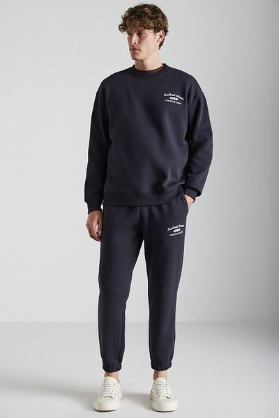 GRIMELANGE Nottıngham Men's 2-Piece Set Relaxed Organic Cotton Anthracite Tracksuit Set