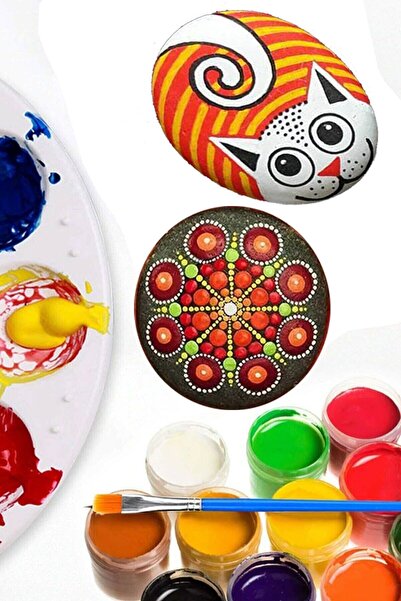 Artshop Taş Boyama , Akrilik Boya, Boyama Seti, Hobi Başlangıç Seti 12 Renk Boya (Taş Hariç)