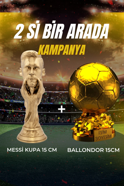 UĞUR MOBİLYA MESSİ KUPASI VE İSME ÖZEL BALLON DOR 15CM