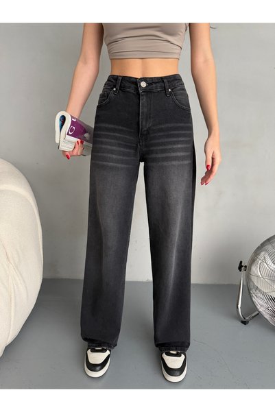 alanora Women's High-Waist Pale Effect Vintage Palazzo Jeans