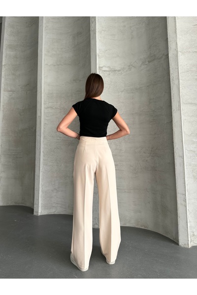 LePold Γυναικείο παντελόνι Lycra Velcro Μαύρο Palazzo