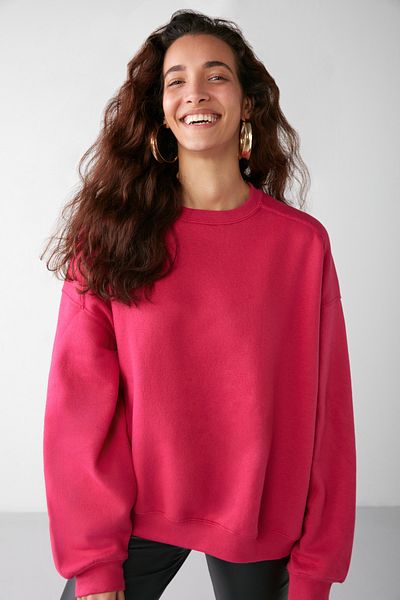 GRIMELANGE Dámska mikina Susana Crew Neck Oversize Fit Basic Pink