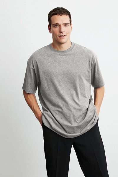 GRIMELANGE Ανδρικό μπλουζάκι Jett Oversize Fit 100% οργανικό βαμβάκι με χοντρή υφή Crew Neck Grimelange
