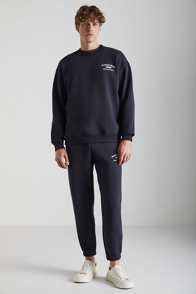 GRIMELANGE Nottıngham Men's 2-Piece Set Relaxed Organic Cotton Anthracite Tracksuit Set