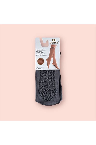 Dore Women's Gray Anti-Slip Hajj and Umrah Tavaf Socks Knee Socks