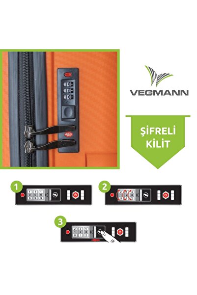 Vegmann Polipropilen (PP) Atlas Turuncu Kabin Boy Valiz