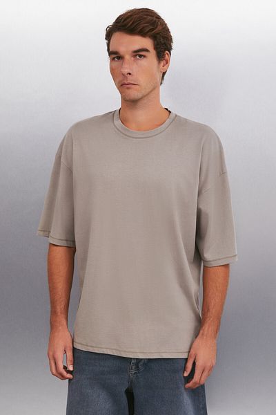 GRIMELANGE Ανδρικό T-shirt Rhett - Mink Color 100% Organic Cotton Oversize
